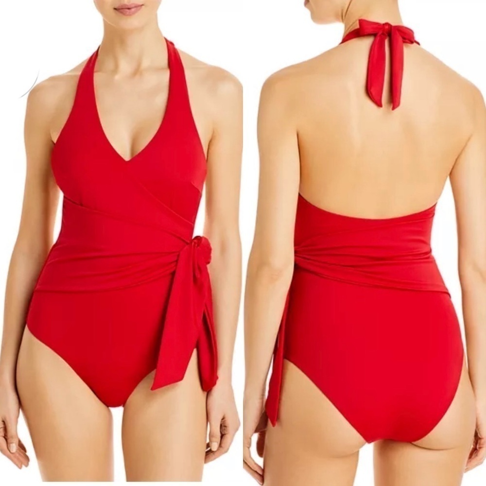NWT Onia Elena Halter One Piece‎ Swimsuit in Red Rock Size Small
